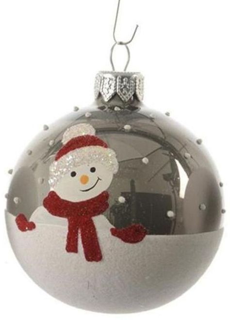 Asstd National Brand Alpine Chic Pearl Gray Decorative Snowman Design Glass Christmas Ball Ornament 3.25 (80mm) Alpine Chic, Glass Christmas Balls, Paper Christmas Ornaments, Snowman Design, Christmas Arts And Crafts, Homemade Ornaments, Pearl Gray, Handcrafted Gifts, Painted Christmas Ornaments