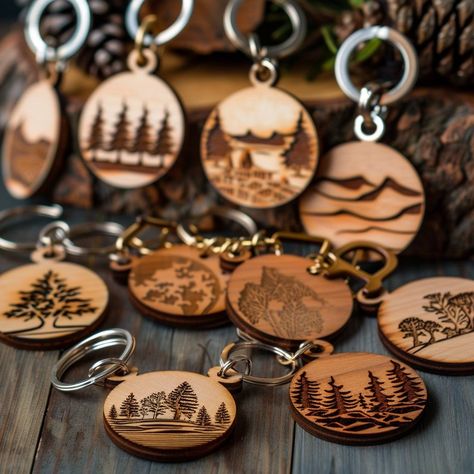 Looking for a unique and personalized gift? Our custom laser-cut wooden keychains are the perfect choice! Whether it's for yourself or a special someone, our keychains are a stylish and meaningful accessory. Why Choose Our Custom Wooden Keychains?     Personalized Design: Each keychain is uniquely crafted to match your vision. Simply provide us with the design idea and text you have in mind, and we'll bring it to life with precision and care.     Quality Craftsmanship: We use high-quality wood a Handmade Christmas Gifts Wood, Laser Wood Projects Gift Ideas, Cute Laser Cut Ideas, Wood Burned Keychain Ideas, Unique Laser Engraving Ideas, Wood Burning Keychain, Engraved Wood Ideas, Laser Keychain Ideas, Laser Engraving Projects To Sell