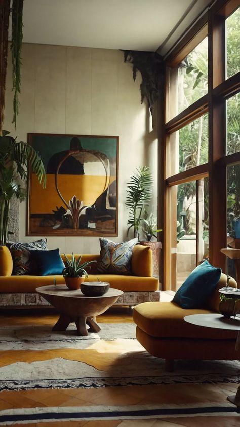 Unique Fusion: 15 Mexican Modernism Interior Ideas for Every Home 34 Southwest Modern Living Room, Modern Mexican Living Room Decor, Mexican Home Decor Living Room, Modern Southwest Living Room, Mexican Houses Interior, Mexican Modernism Interior, Modernism Interior, Mexican Home Interior, Southwest Living Room