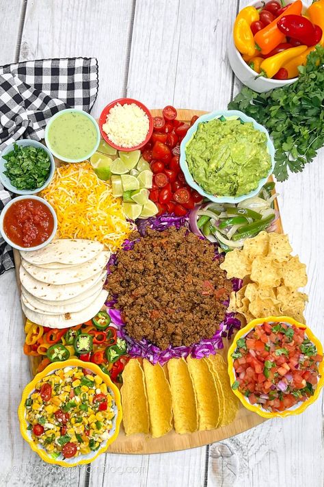 Walking Taco Board Ideas, Taco Chacutery Board, Chips And Queso Charcuterie Board, Salsa Board, Queso Charcuterie Board, Mexican Bring A Board, Mexican Food Charcuterie Board, Mexican Platter Board, Taco Picnic