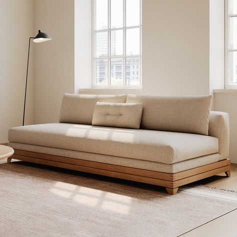 The Clifton Sofa prioritizes comfort and lounging while maintaining a sleek, minimalist composure with carefully placed exposed joinery. Designs Wallpaper, Minimalist Furniture Design, Wooden Sofa Set Designs, Furniture Studio, Vincent Van Duysen, Minimalist Sofa, Guest Bed, Halloween Home Decor, Home Room Design