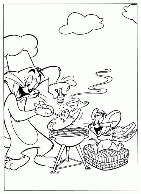 Tom and Jerry Coloring Pages Photo Tom And Jerry Coloring Pages, Tom And Jerry Coloring, Tom A Jerry, Tom Und Jerry, Tom Et Jerry, Tom And Jerry Cartoon, Fish Coloring Page, Tom Y Jerry, Summer Coloring Pages