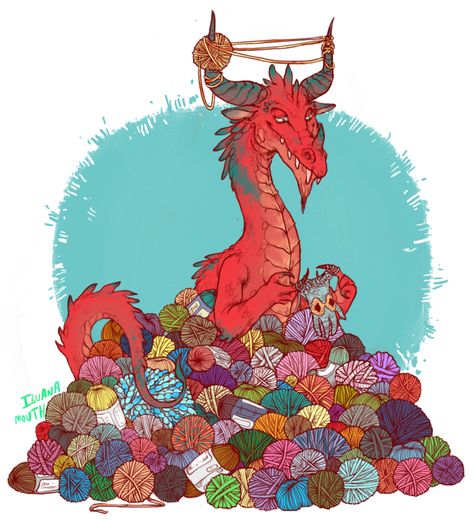 Unusual Dragon Hoards-Balls of Yarn-by Lauren Dawson Cute Dragons, Red Dragon, Drawing Skills, Magical Creatures, Dragon Art, Creature Art, Mythical Creatures, Fantasy Creatures, Doctor Who