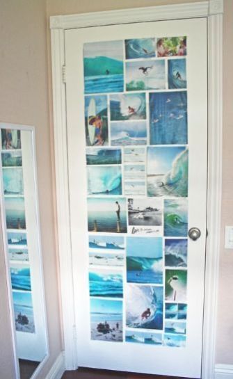 10 Bedroom Door Decoration Ideas For Your Dorm - Society19 Decoration Surf, Bedroom Door Decorations, Zimmer Diy, Tumblr Bedroom, Surf Room, Room Vibes, Tumblr Rooms, Door Inspiration, Bedrooms Ideas