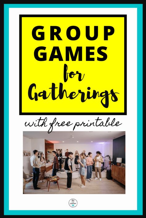 Add some fun to your next event with these group games for gatherings. You can find something for all ages. Family Games That Require Nothing, Games For Reunions, Game Night Ideas For Large Groups, Fun Small Group Games, Fun Games To Play At A Family Reunion, Birthday Family Games, Party Games For Teams, Team Work Games For Adults, Active Adult Party Games