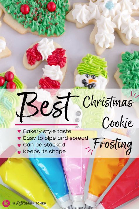 This is hands-down the BEST Christmas Cookie Frosting recipe! I LOVE the cookie recipe too! Christmas Cookie Frosting, Cookie Frosting Recipe, Cookie Icing Recipe, Best Sugar Cookie Recipe, Sugar Cookie Icing, Sugar Cookie Frosting, Best Sugar Cookies, Best Christmas Cookies, Recipes Christmas