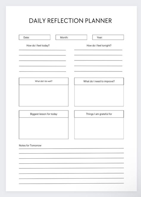 Daily Reflection Planner,reflection Planner,d Reflective Journal Template, Daily Reflection Journal Template, Daily Reflection Template, Pc Shortcuts, Reflection Journal Template, Daily Worksheet, Self Reflection Essay, Daily Reflection Journal, Gratitude Planner