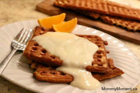 When I wrote that we were going to have waffles and white sauce for supper, so many people had no idea what white sauce for waffles was. Here is our recipe Holiday Breakfast Ideas, Creative Breakfast Recipes, Baking Soda Biscuits, Mennonite Recipes, Sweet Sauces, Christmas Breakfast Recipe, White Sauce Recipes, Homemade Waffles, Holiday Breakfast