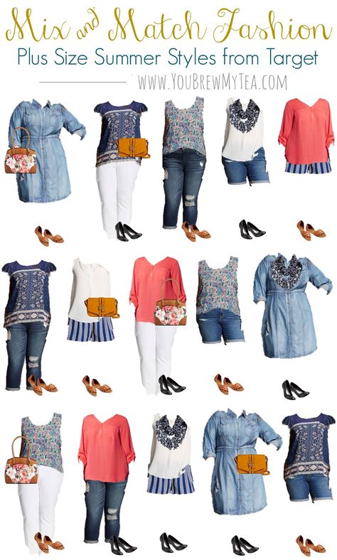 Don't miss our great list of Affordable Plus Size Fashions For Spring!  Great styles to mix and match that flatter and are budget friendly! Different Types Of Clothes, Plus Size Capsule Wardrobe, Types Of Clothes, Plus Size Summer Fashion, Mode Tips, Plus Size Summer Outfits, Look Plus Size, Clothes And Shoes, Summer Styles