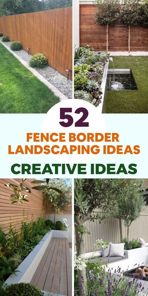 Fences are useful for providing privacy, security, and boundary definition, but they can also be an eyesore in an otherwise beautiful landscape. How can you Plants Fence Line, Fence Border Landscaping Backyard Ideas, Shrub Border Ideas, Shrub Fence, Border Landscaping Ideas, Fence Line Landscaping Ideas, Fence Border Landscaping, Creative Fence, Border Landscaping