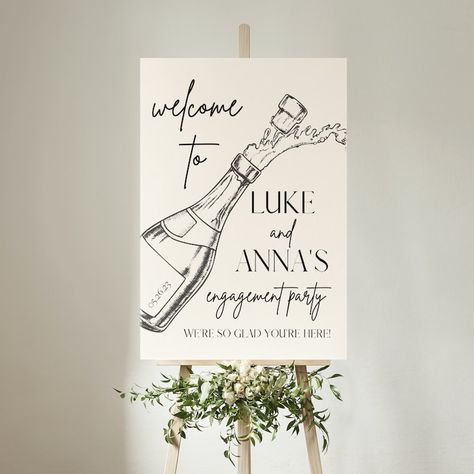 This is an editable template for you to customize yourself via Canva. Celebrate your favorite couple in style with this unique and celebratory welcome sign to introduce everyone to the soon-to-be wed couple! Shop your other engagement and wedding needs on our Etsy storefront by clicking on the picture! Welcome Sign Engagement, Engagement Party Welcome Sign, Welcome Sign Diy, Party Welcome Sign, Engagement Party Wedding, Design Digital, Engagement Party, Party Wedding, Wedding Signs