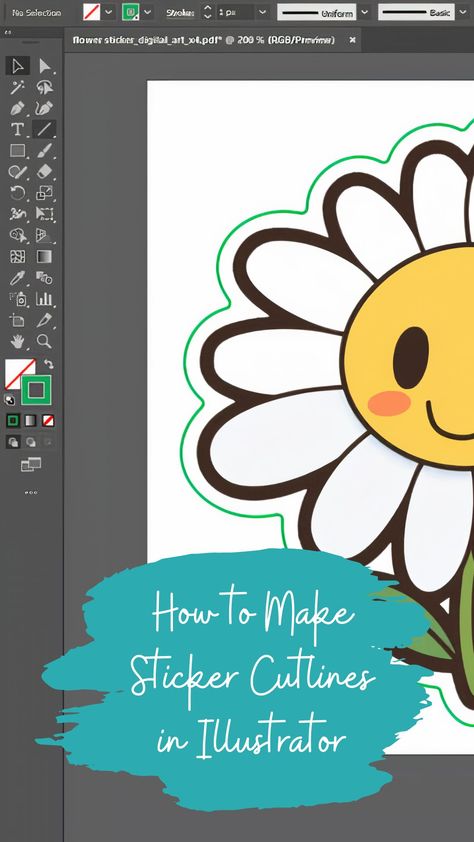 How To Make Stickers With Adobe Illustrator, Adobe Illustrator Stickers, How To Create Stickers, Adobe Illustrator Design Ideas, Adobe Illustrator Hacks, Adobe Illustrator Ideas Graphic Design, Stickers Outline, Adobe Illustrator Ideas, Illustrator Practice