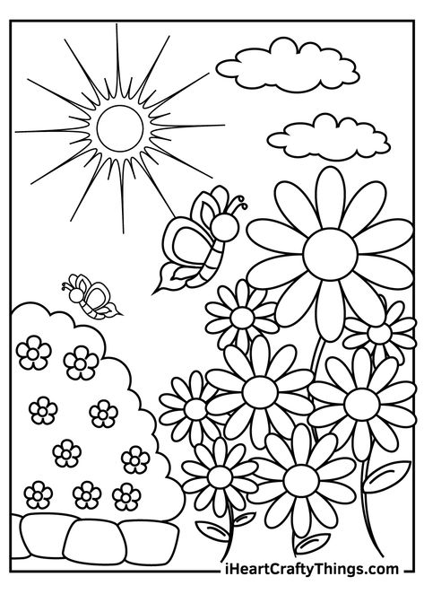 Garden Coloring Pages Flower Garden Coloring Pages, Sunflower Coloring Pages, Cartoon Garden, Garden Coloring Pages, Garden Coloring, Free Kids Coloring Pages, Spring Coloring Pages, صفحات التلوين, Garden Images