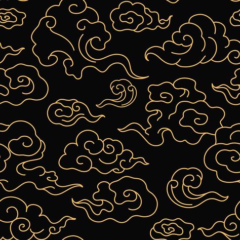 Gold cloud pattern seamless background, Chinese oriental illustration | free image by rawpixel.com / ton Japanese Cloud Pattern, Cloud Japanese, Cloud Phone, Chinese Pattern, Cloud Pattern, Anime Japanese, Psd Background, Grey Clouds, Background Blue