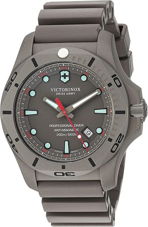 Amazon.com: Victorinox Swiss Army Men's I.N.O.X. Titanium Swiss-Quartz Diving Watch with Rubber Strap, Grey, 22.5 (Model: 241810): Watches Victorinox Swiss Army Watches, Victorinox Watches, Diving Watch, Titanium Watches, Diver Watch, Dove Men, Victorinox Swiss Army, Divers Watch, Watch Charger