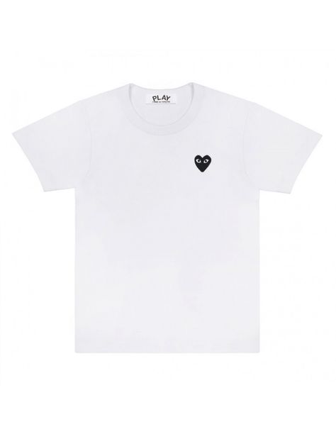 The relaxed and casual white tee with black heart logo COMME DES GARCONS PLAY. The brand with the heart-and-eyes logo on www.serie-noire.com Black Heart With Eyes, Heart With Eyes, Cdg Play, Eye Logo, Comme Des Garcons Play, Heart Logo, Black Heart, White Tee, Black Logo