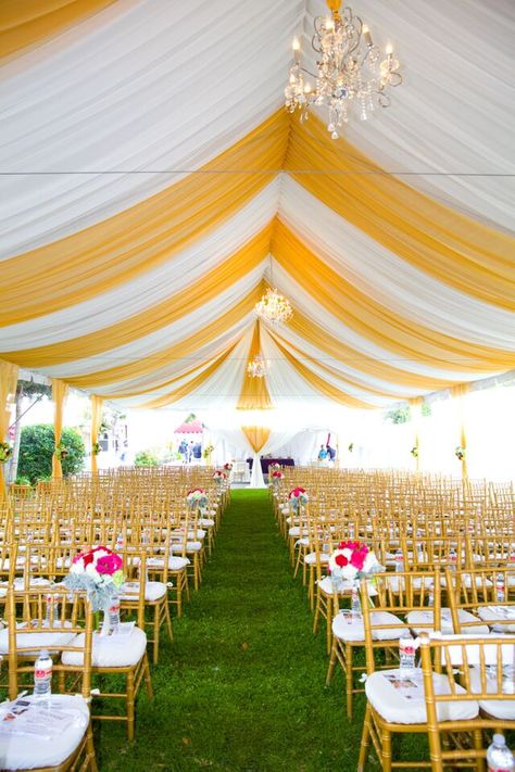 Indian Tent Wedding, Indian Wedding Tent Decorations, Shamiyana Decoration, Wedding Tents Ideas, Drapes Wedding Decor, Outdoor Tent Decorations, Tent Draping Wedding, Simple Indian Wedding Decorations, Tent Decorating Ideas Wedding