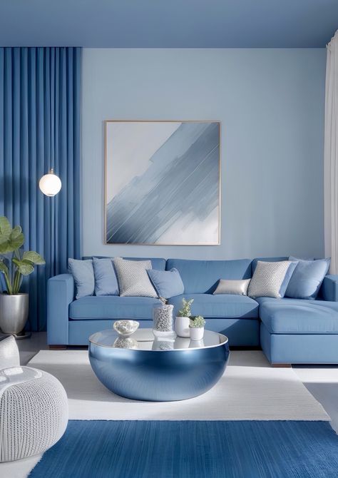 Blue Accent Wall Living Room, Mint Green Room, Green Room Design, Living Room Interior Design Ideas, Monochromatic Interior, Room Interior Design Ideas, Blue Accent Walls, Latest Living Room Designs, Living Room Decorating Ideas