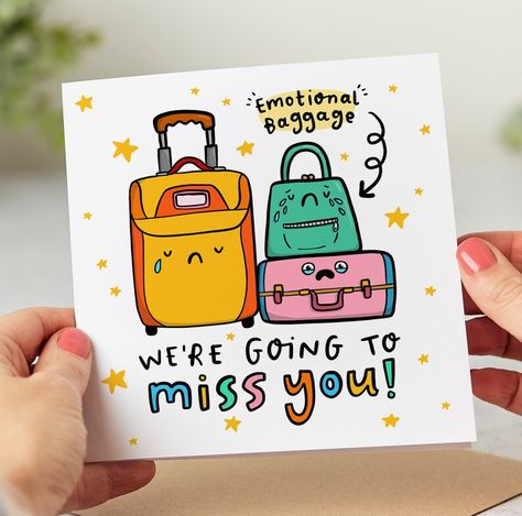 Emotional Baggage Funny Leaving Card Leaving New Job Card - Etsy UK Memorable Office Farewell Card for Coworkers and Colleagues Teacher Leaving Card Ideas, Bye Cards For Friends, Goodbye Teacher Card, Farewell Invitation Cards For Teachers, Farewell Cards Diy, Farewell Card Ideas Handmade, Farewell Card Ideas, Diy Goodbye Cards, Farewell Party Ideas