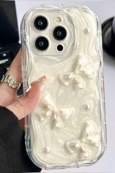 Pearl Phone Case, Korean Phone Cases, Sparkly Phone Cases, Seni Resin, Photo Iphone Case, 3d Phone Cases, Bling Phone Cases, Girly Phone Cases, Iphone Obsession