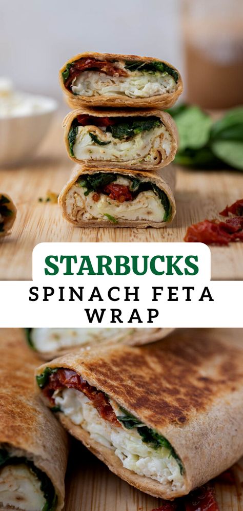 Spinach Feta Wrap, Feta Wrap, Protein Wraps, Copycat Starbucks, Wrap Recipe, Spinach Feta, Breakfast Wraps, Healthy Food Facts, Glute Workout