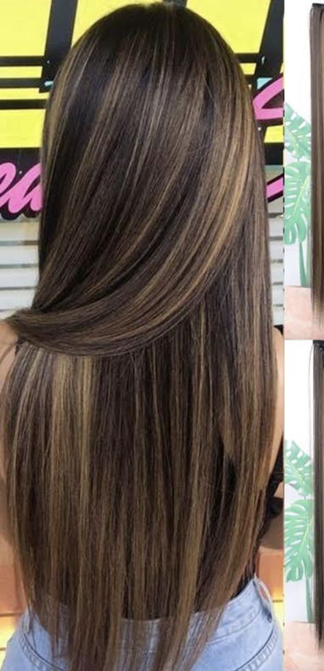 Partial Foils On Dark Hair, Highlights For Golden Brown Hair, Hilights Hair Brunettes, Highlights Brown Hair Straight, Dimensional Brunette Hair, Brunette Hair Balayage, Highlights For Dark Brown Hair, Dimensional Brunette, Rambut Brunette