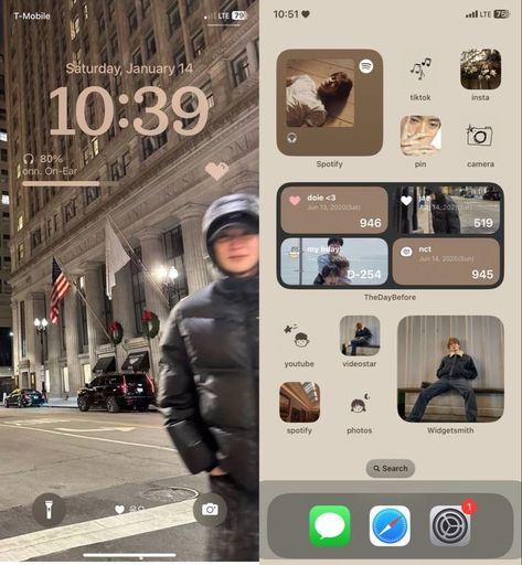 Iphone Lockscreen Inspiration, Ios 16 Theme Aesthetic, Iphone Ios 16 Home Screen Ideas, Iphone Themes Ios 16, Boyfriend Homescreen Ideas, 16 Ios Wallpaper Ideas, Iphone Lockscreen And Homescreen Ideas, Nct Ios Layout, Phone Style Ideas