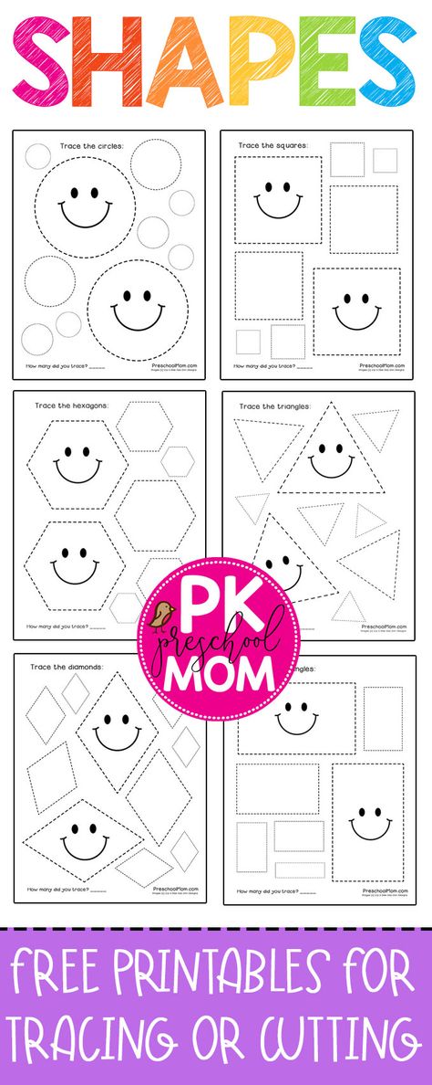 Shapes Preschool Printables, Shape Tracing, Pre K Worksheets, Prewriting Skills, Shape Activities Preschool, Shape Tracing Worksheets, Printable Shapes, Free Preschool Worksheets, Worksheet For Kids