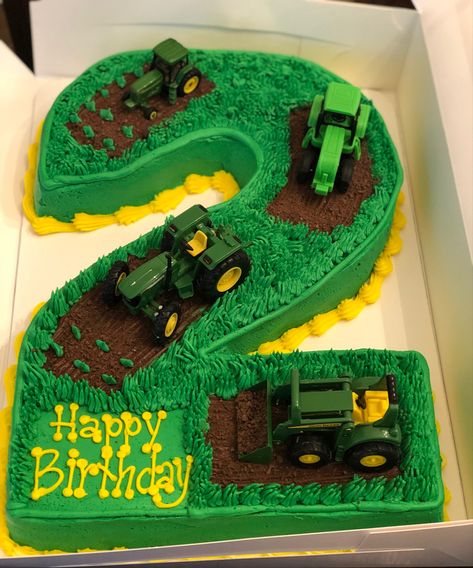 Tractor Bday Party Ideas, Number 3 Tractor Cake, Number 2 Tractor Cake, 3rd Birthday Tractor Cake, 2 Tractor Cake, Easy Tractor Cake 2nd Birthday, Tractor Bday Party, 2nd Birthday Party Tractor Theme, Tractor Birthday Cake Ideas