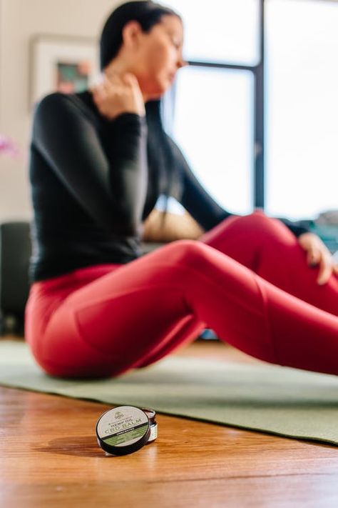 Woman Sitting on Yoga Mat · Free Stock Photo Abs Exercises, Pain Relief Cream, Body Tissues, Body Pain, Sore Muscles, Neck Pain, Medical Professionals, Cbd Oil, Chronic Pain