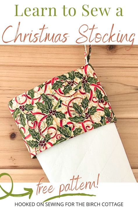 An Easy Christmas Stocking Pattern - The Birch Cottage Stockings Pattern Christmas, Stocking Diy Pattern, Christmas Stockings To Sew, Handmade Christmas Stockings Diy, Stocking Patterns Free Templates, Xmas Stockings Ideas Diy, Stocking Hooks Diy, Simple Stocking Pattern, Diy Xmas Stocking