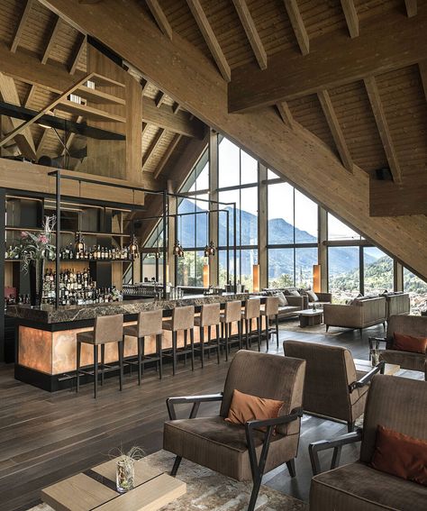 Mountain Resort Design, Modern Lobby, Resort Interior Design, Ski Hotel, Mountain Interiors, Resort Interior, Resort Design, Hotel Interior Design, Interior Design Concepts