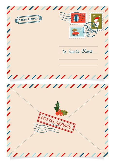 Christmas Letter Ideas, Santa Claus Mail, Envelope Christmas, Santa Mail, Mail Envelope, Xmas Design, Christmas Mail, Frame Christmas, Vector Frame