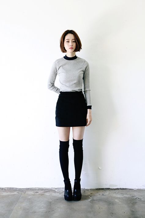 Imgur: The most awesome images on the Internet. Socks Outfit, Outfit Trends, 가을 패션, Looks Style, Mode Inspiration, Asian Fashion, Look Fashion, Knee High, High Fashion