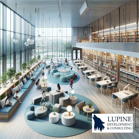 Library Landscape Design, Cafe Library Design, Library Concept Architecture, Library Plan Architecture, Secondary School Design, Public Library Interior, Modern Library Design, Public Library Architecture, Library Landscape