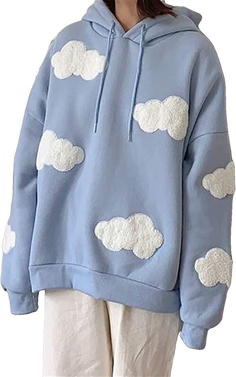 Mfacl Cute Hoodies Sweatshirt Kawaii Hoodie Women's Harajuku Wind Loose Cloud Sweater Kawaii Vintage Loose Knitted Sweater (Color : Blue, Size : Large) at Amazon Women’s Clothing store Cloud Sweater, Kawaii Vintage, Cute Hoodies, Aesthetic Hoodies, Big Hoodies, Kawaii Hoodie, Hoodies Aesthetic, 90s Fashion Outfits, Cute Hoodie