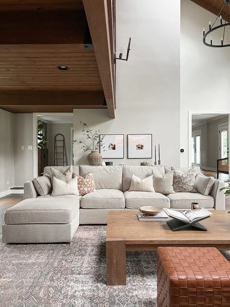 Family Room Sectional Details - lauren ashley hansen - home, lifestyle Sectional With Chaise Living Room Layout, Sofa Chaise Living Room Ideas, Chaise Sectional Living Room Layout, Media Room Sectional, Sactional Lovesac, Lovesac Sactional Living Rooms, Love Sac Sectional, Lovesac Sectional, Sectional Sofa Decor