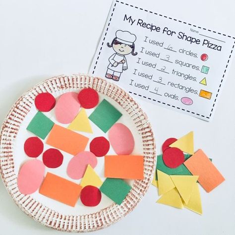 Pizza Worksheet, Shape Pizza, Shape Activities Kindergarten, Shape Activities Preschool, Shapes Kindergarten, Teaching Shapes, Shapes Preschool, Learning Shapes, Shapes Activities