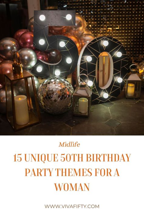 Chic 50th Birthday Party Decor, 50th Birthday Dress Up Themes, 50th Themed Birthday Ideas For Women, 50th Birthday Elegant Decor, Glamorous 50th Birthday Party Ideas, Outdoor 50th Birthday Party Backyards, Womans 50th Birthday Party Themes, Themes For 50th Birthday Party For Women, Fiftylicious Birthday