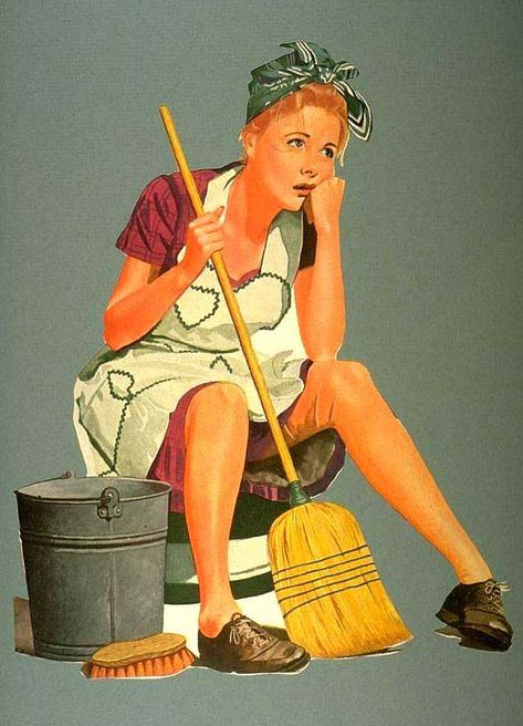 Chore Schedule, Vintage Housewife, Cleaning Lady, Domestic Goddess, Cleaners Homemade, Cleaning Checklist, Norman Rockwell, Spring Cleaning, Vintage Images