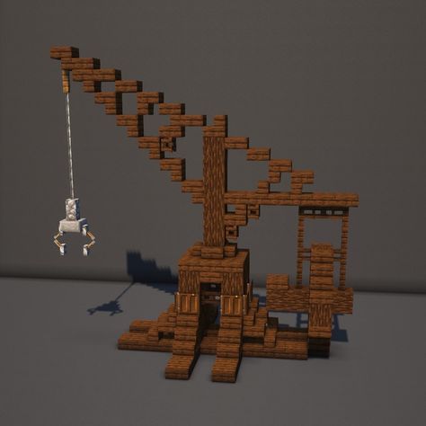 Crane In Minecraft, Mining Building Minecraft, Minecraft Snow Mansion, Minecraft Mine Staircase, Minecraft Medieval Prison, Minecraft Ship Decorations, Minecraft 1800s City, Minecraft Mine Crane, Minecraft Building Details