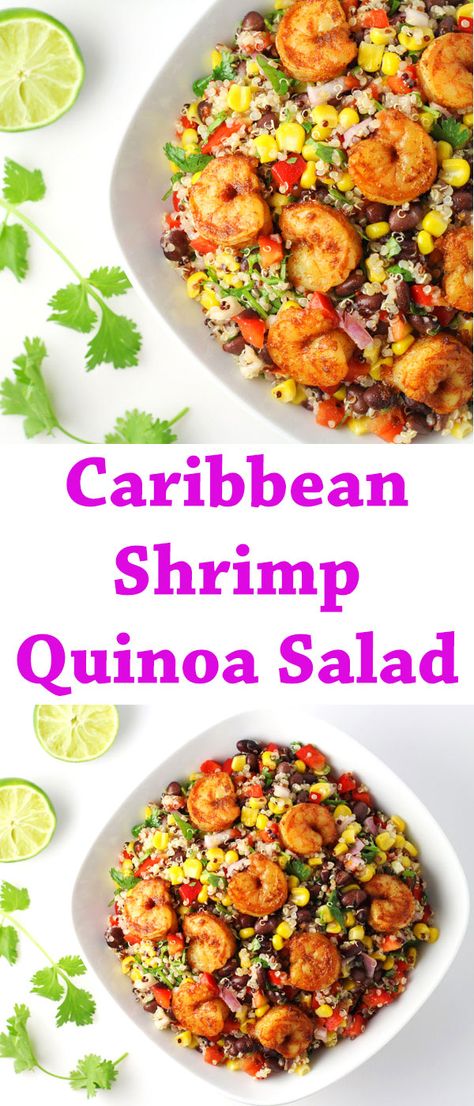 Quinoa Salad With Shrimp Healthy, Shrimp Fried Quinoa, Quinoa Shrimp Bowl Recipes, Prawn Quinoa Salad, Healthy Shrimp Ideas, Fish And Quinoa Recipes, Quinoa Shrimp Bowl, Healthy Dinner Recipes For Two Eating Clean, Shrimp And Quinoa Recipes