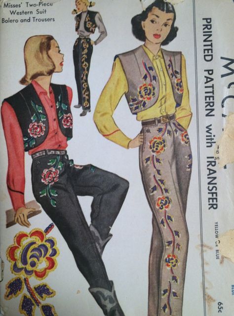 McCall #1348.  Amazing because of the embroidery of course. (mine) Divine Geometry, Gala Attire, Western Suit, Vintage Western Wear, Patron Vintage, Western Suits, Look Retro, Vintage Cowgirl, Baby Cowboy