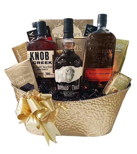 10 Christmas Gift Basket Ideas That Rock ... Whiskey Gift Basket, Bourbon Gifts Basket, Liquor Basket, Alcohol Basket, Whiskey Gifts Basket, Liquor Gift Baskets, Liquor Bouquet, Basket Raffle, Fundraiser Baskets