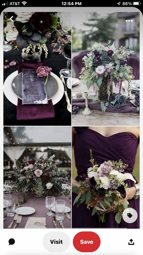 Dark Purple Wedding Theme, Plum Wedding Colors, Dark Purple Wedding, Forest Green Wedding, Nightmare Before Christmas Wedding, Purple And Green Wedding, Dark Wedding Theme, Olive Green Weddings, Wedding Color Palettes