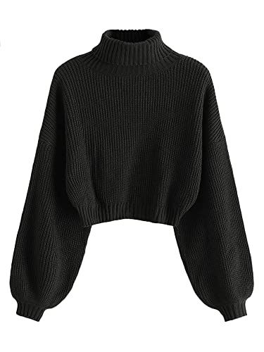 Cropped Knit Sweater, Cropped Pullover, Turtle Neck Jumper, Long Sleeve Jumper, Womens Turtleneck, Pullover Sweater Women, Knit Pullover, Lantern Sleeve, Knitted Pullover Sweaters