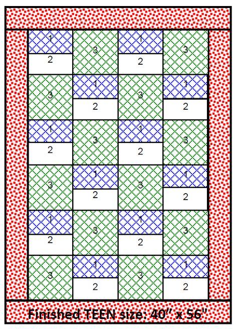 Block Quilt Patterns Easy Squares, Quilt Patterns With 4 Fabrics, 4 Color Quilt Patterns Simple, 3 Fabric Quilt Pattern Color Combinations, Large Square Quilt Patterns Easy, Easy Strip Quilts For Beginners, 5 Color Quilt Pattern, 5 Yard Quilts, Rag Quilt Patterns Layout