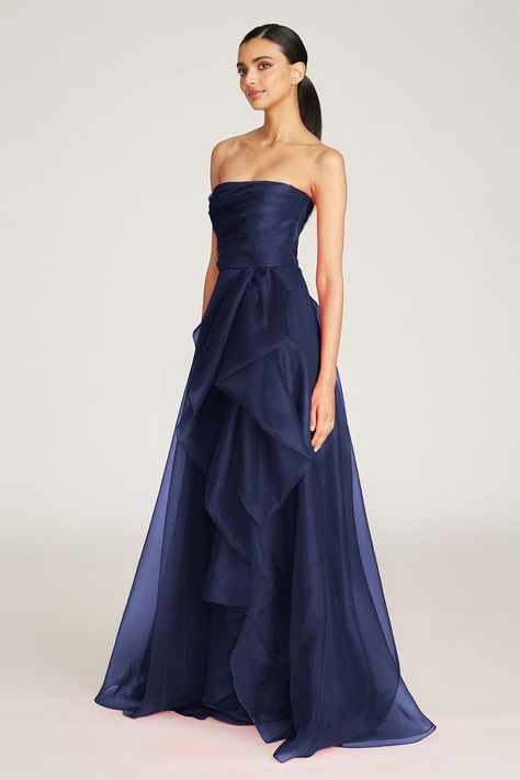 Over The Top Formal Dresses, Elegant Long Blue Dress, 2 Peice Dress, Chic Formal Dresses, Navy Blue Dress Modest, New York Formal Dresses, Floor Length Evening Gowns, Deep Blue Gown, Steel Blue Prom Dress