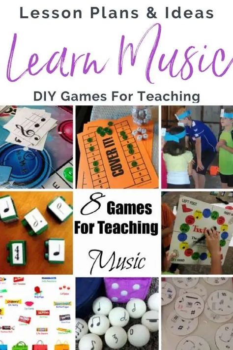 8 Games For Teaching Music – Lesson Plans Music Activities For Kids, Teaching Music Notes, Music Class Games, Learning Music Notes, Teaching Music Theory, Music Theory Games, Elementary Music Room, Teaching Games, Music Education Games