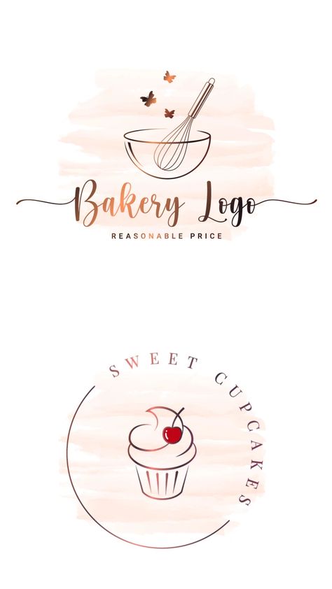 watercolor bakery or cake sweet treats logo Logos For Cake Business, Dessert Business Logo Ideas, Logo Design For Cake Business, Bakery Names Ideas Logo, Logo For Sweets Business, Baking Names Ideas With Logo, Cake Logos Ideas, Logo For Bakery Business, Bakery Shop Logo Design